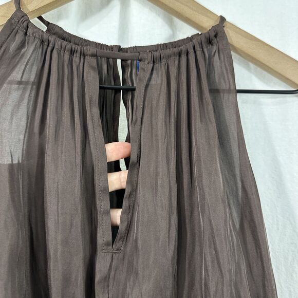 Old Navy Chocolate Brown Satin Sleeveless Elastic Waist Top Womens Size M Fall - Picture 8 of 8